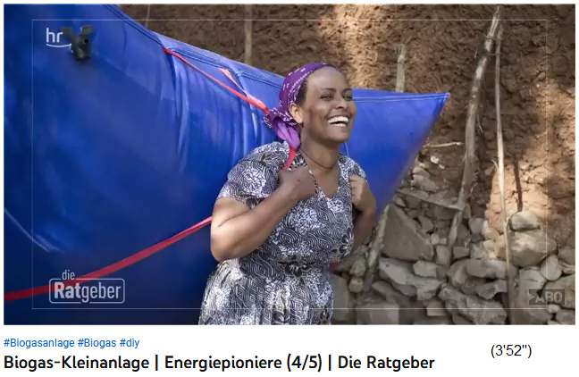 African woman with gas storage backpack v