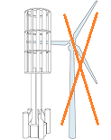 Vergleich Windrad mit
                                      Windturm, Schema