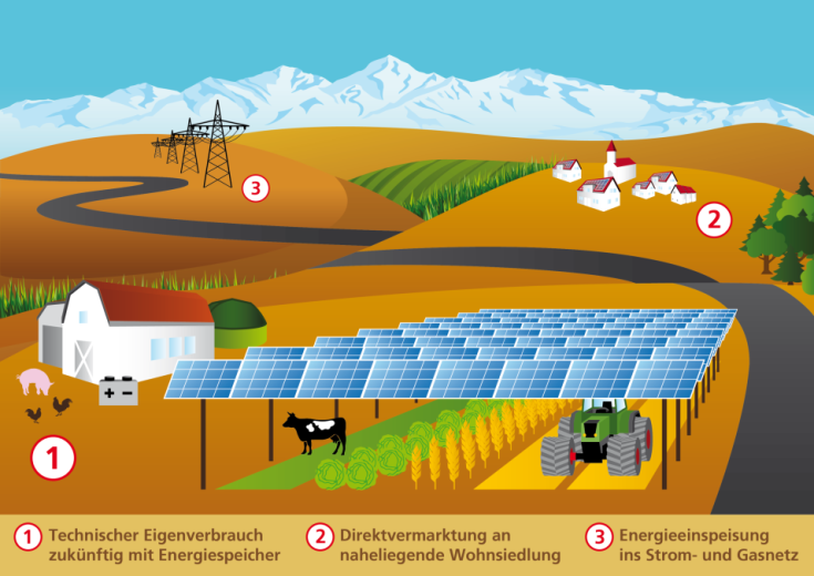 Heggelbach Farm: Graph of
electricity usage 1) in the yard 2) in the
village 3) feeding into the grid Heggelbach Farm: Graph of electricity
usage 1) in the yard 2) in the village 3)
feeding into the grid