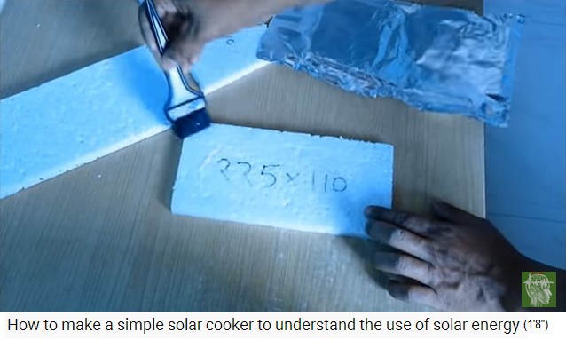 The styrofoam
                  side parts are coated with glue and glued with
                  aluminum foil 2