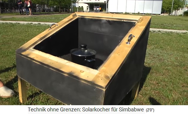 The sun cooker was sprayed black inside
                  and outside