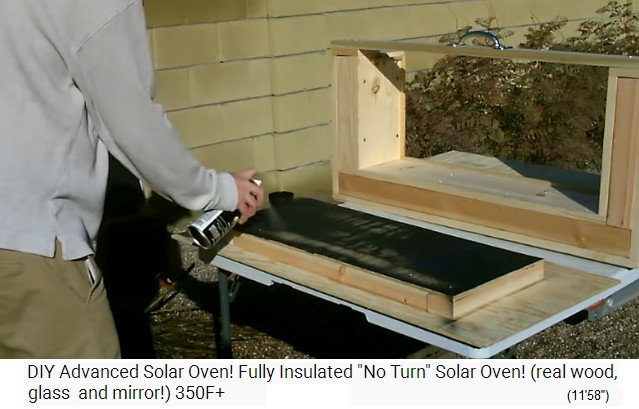 Solar oven: parts are sprayed in black