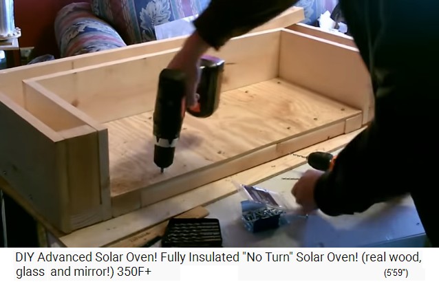 The bottom of the solar oven is screwed on