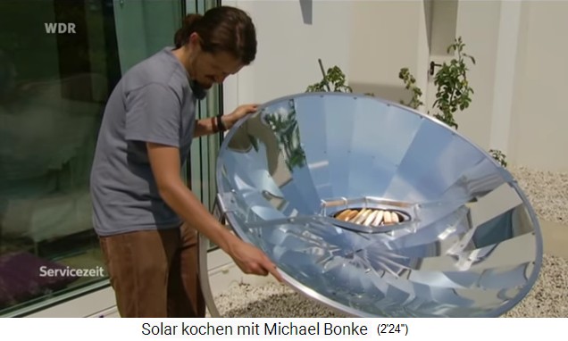 The
                  parabolic mirror cooks fast but only 1 pot and must be
                  readjusted every 25-25 minutes