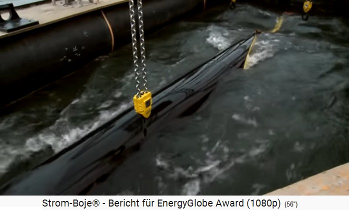 Da wird eine Protoyp einer
                  Stromboje am Haken zu Wasser gelassen