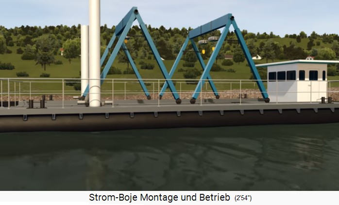 After fixing
                            the buoy with a chain on the ground, the
                            service catamaran is lifting it's colums and
                            leaving