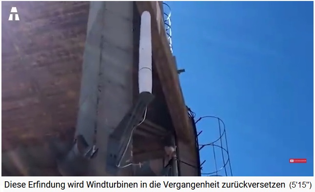 Windturbine mit
                          Vibrationsenergie 3m hoch an Hauswand