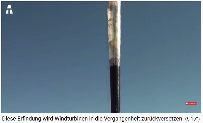 Projekt: Windturbine mit
                          Vibrationsenergie 140m hoch mit 1 Gigawatt
                          Leistung