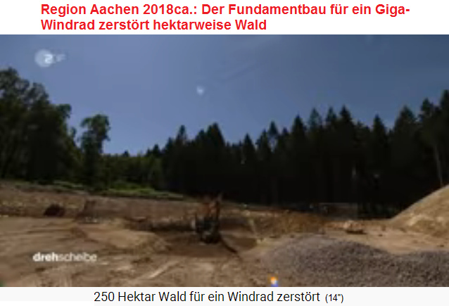 Wenn im Wald ein
                                        Giga-Windrad installiert wird,
                                        muss für den Fundamentbau
                                        hektarweise Wald zerstört
                                        werden