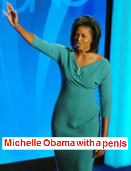 Ladyboy Michelle Obama mit Penis im
                    Gegenwind