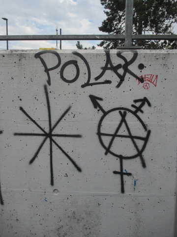 Criminal
                          Antifa in Therwil (Switzerland) 2022 with
                          serious property damage by spraying: The
                          "A" in the circle with the gender
                          doctrine