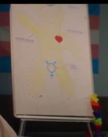 FAKE trans-gender board with
                              the gender doctrine with a circle with 2
                              arrows pointing up and a cross pointing
                              down