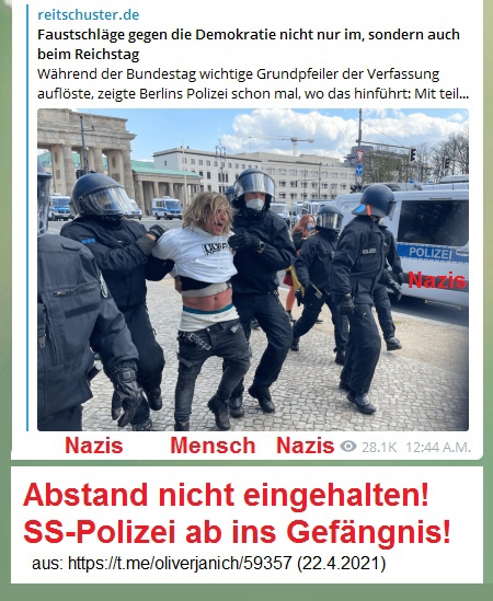 State terror in 4R-Berlin: The police is not
                      keeping the distance - April 22, 2021