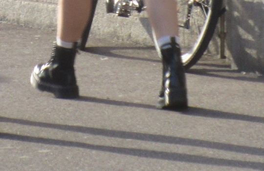 The Antifa women often shine
                    with miniskirts and combat shoes