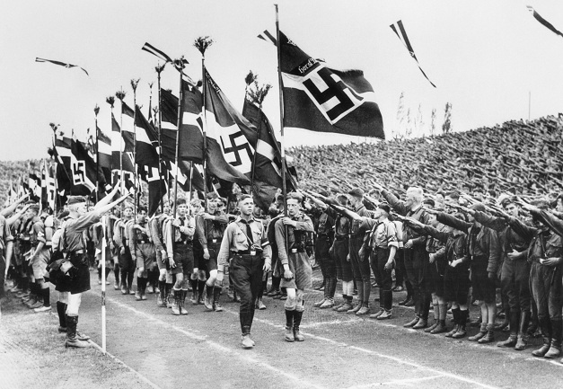 Hitler
                    Youth with flag cult