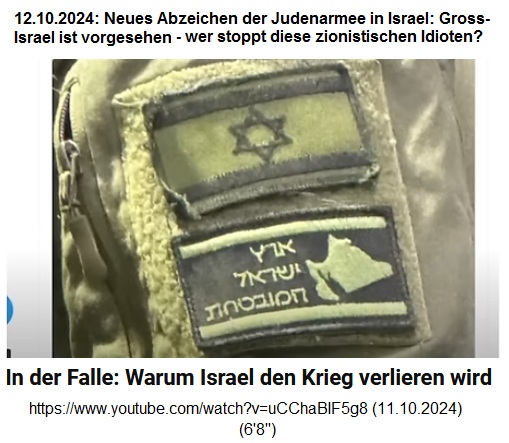 Nazisrael in 2024 is already celebrating an
                      empire from the Nile to the Euphrates on the
                      soldiers' uniforms - world domination with
                      infiltration + bribes is not enough yet!