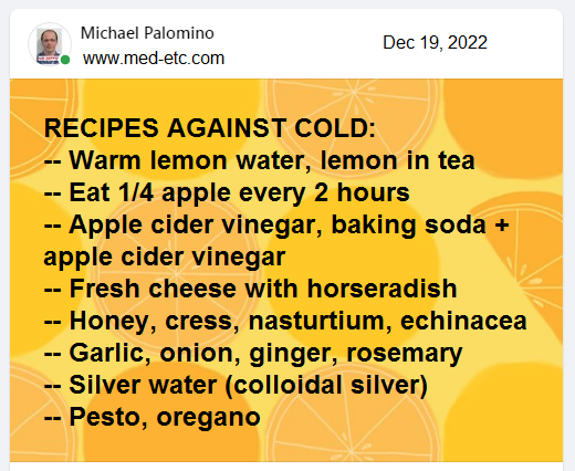 Text: recipes against cold from Dec 19, 2022