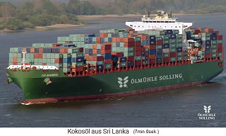 Der Frachter der deutschen M�hle
                    transportiert das Kokos�l von Ceylon nach
                    Deutschland