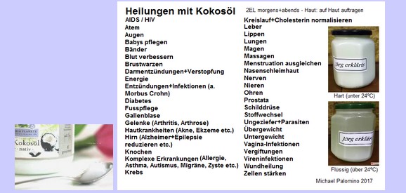 Heilungen mit
                              Kokos�l, die Liste