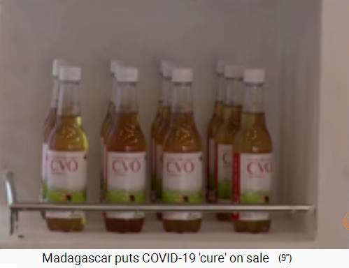 Madagaskar 8.5.2020: Das Heilmittel mit Artemisia
                  annua gegen Corona19 (Covid-19) in Fl�schchen
                  (Artemisia+Olibanum+Curcuma)