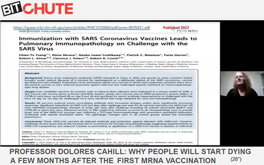 Dr. Dolores Cahill warnt vor der Zerst�rung der
                    Lungen in 6 Monaten nach einer mRNA-Gen-Impfung