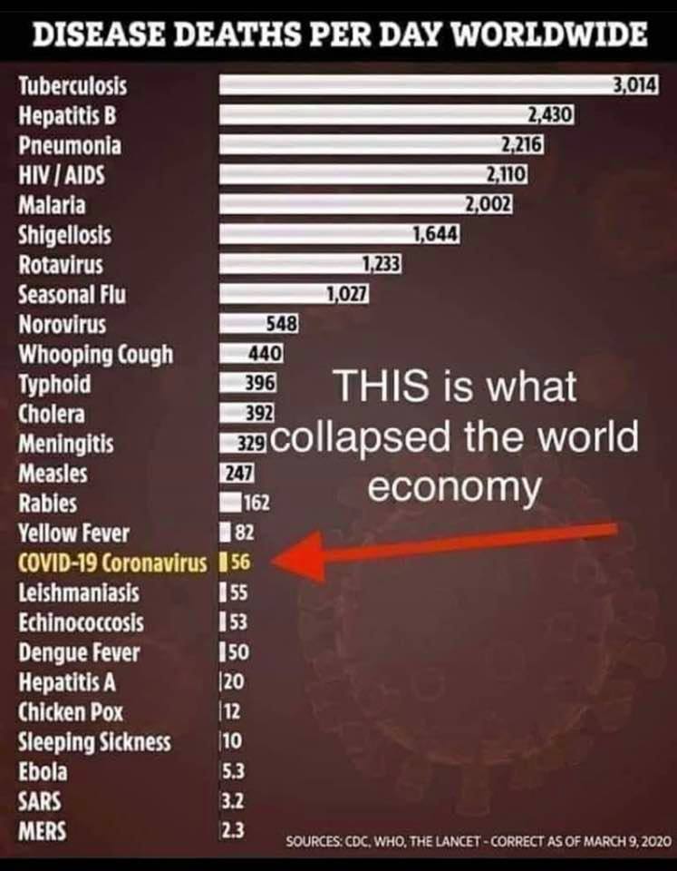 Corona19 und andere Krankheiten weltweiter
                  Vergleich der t�glichen Todesopfer, Grafik