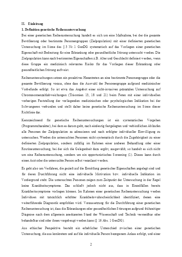 Richtlinie der
                  Gendiagnostik-Kommission (GEKO) f�r die Anforderungen
                  an die Durchf�hrung genetischer Reihenuntersuchungen
                  02