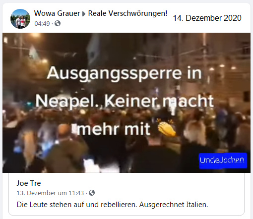 Neapel
                  rebelliert gegen die kriminelle Ausgangssperre von
                  Conte, 14.12.2020