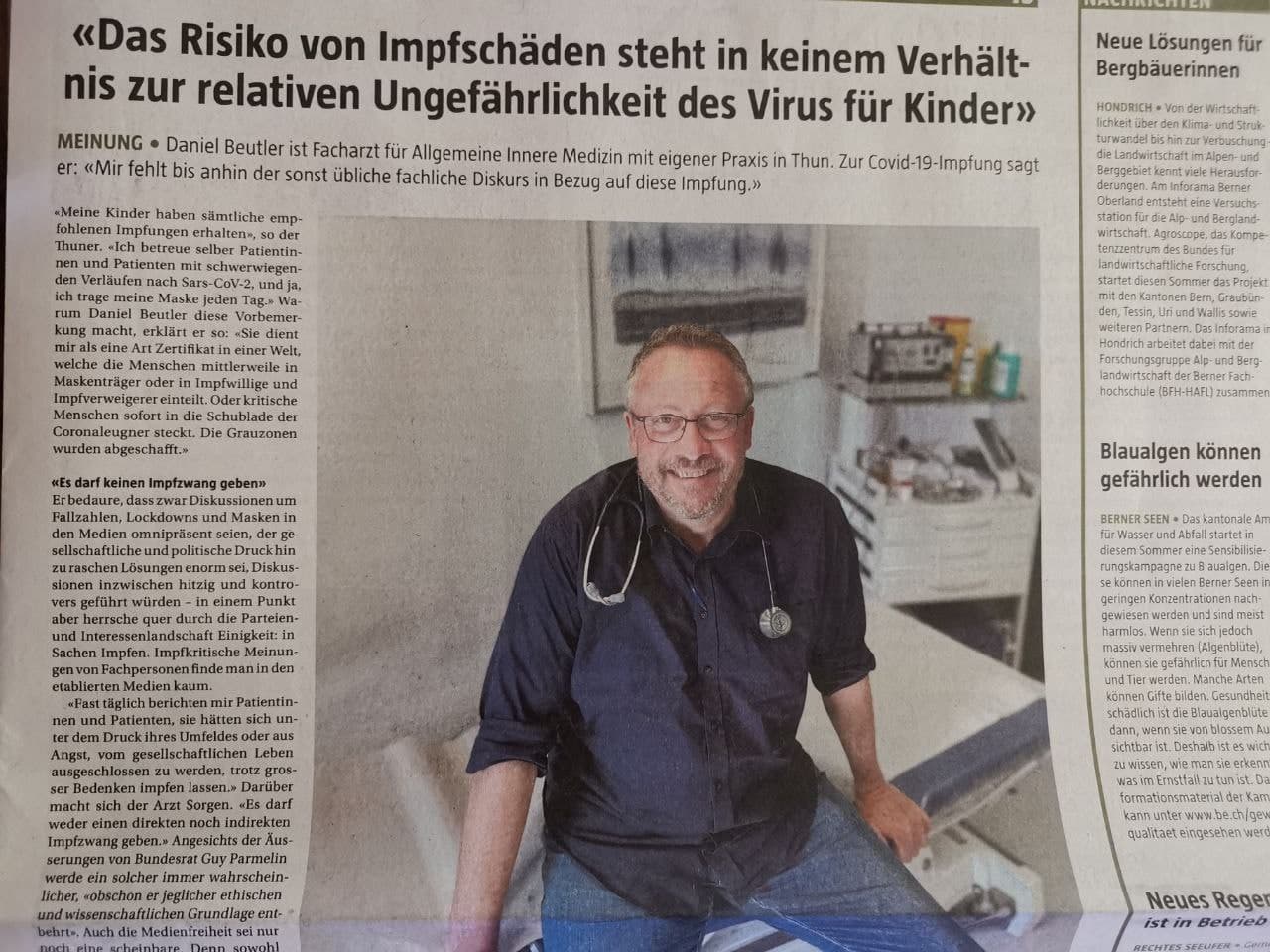 Schweiz
                    30.6.2021: Artikel des Landboten: Die Impfsch�den
                    durch Genimpfungen sind hoch - und die Kinder sind
                    kaum anf�llig auf Corona19