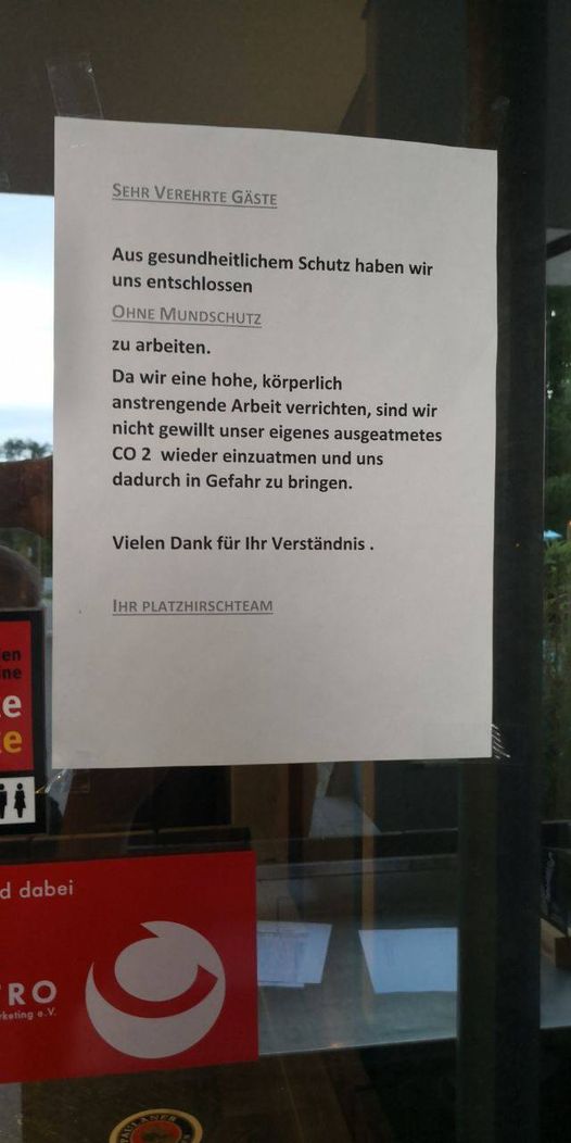 13.7.2021: Arbeit OHNE
                      Maske ist NORMAL, um kein CO2 einzuatmen