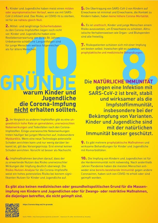 Widerstand Schweiz 17.7.2021: Flyer gegen
                          GENimpfungen f�r Kinder+Jugendliche