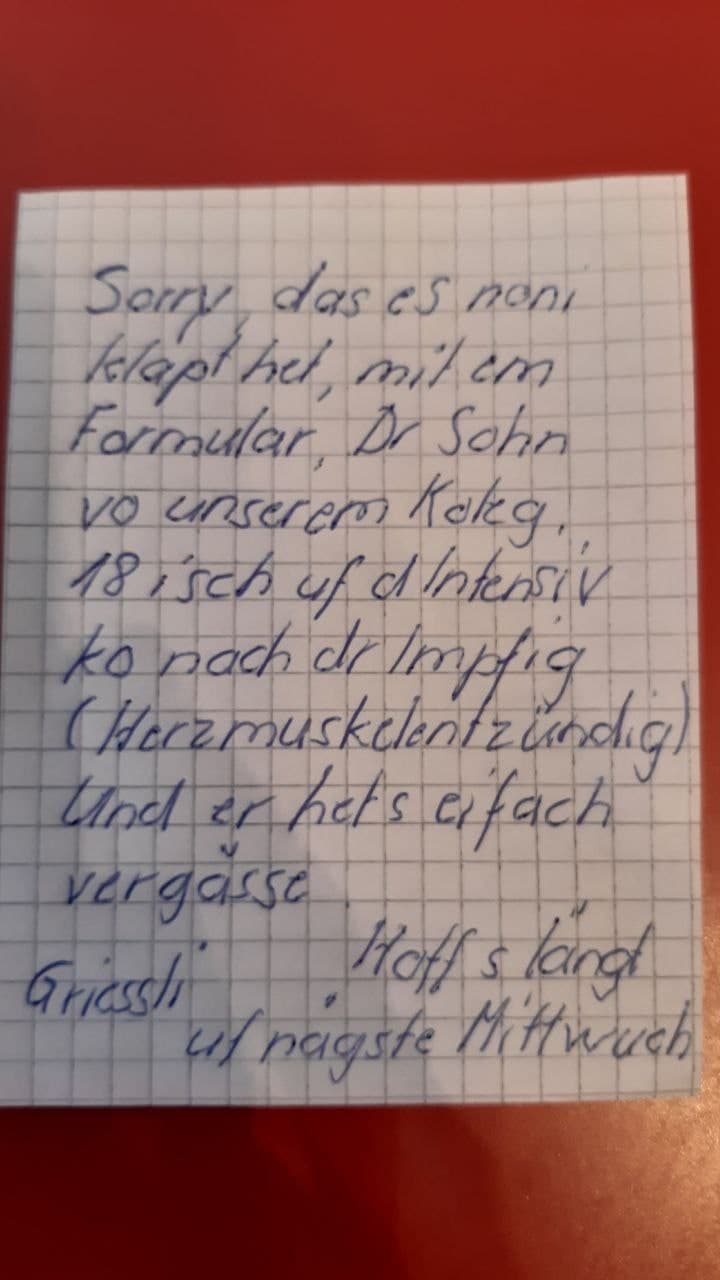 GENimpfschaden Schweiz 2.8.2021:
                    Herzmuskelentz�ndung bei jungem Mann (18)