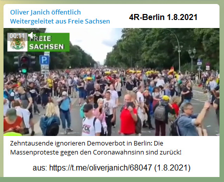 Zehntausende
                          ignorieren Demoverbot in Berlin: Die
                          Massenproteste gegen den Coronawahnsinn sind
                          zur�ck!