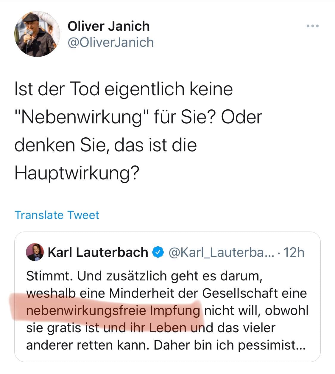 4R 14.8.2021: Trompete Lauterbach behauptet, die
                  GENimpfung sei "nebenwirkungsfrei"