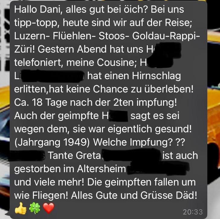 GENimpfschaden
                  Kanton Z�rich 16.8.2021: GENgeimpfte fallen um wie
                  Fliegen