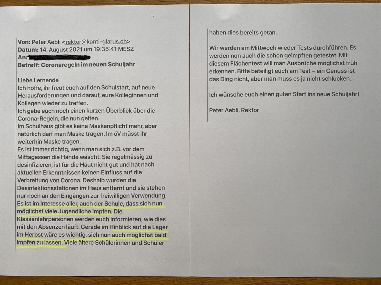 Testwahn
                      Kantonsschule Glarus 15.8.2021: Rektor Aebli
                      versteht NICHTS von Medizin, gibt aber
                      GENimpfempfehlungen ab (?!)
