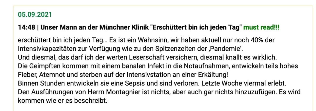 GENimpfmorde M�nchen 5.9.2021: GENgeimpfte
                  sterben in der Intensivstation wie die Fliegen