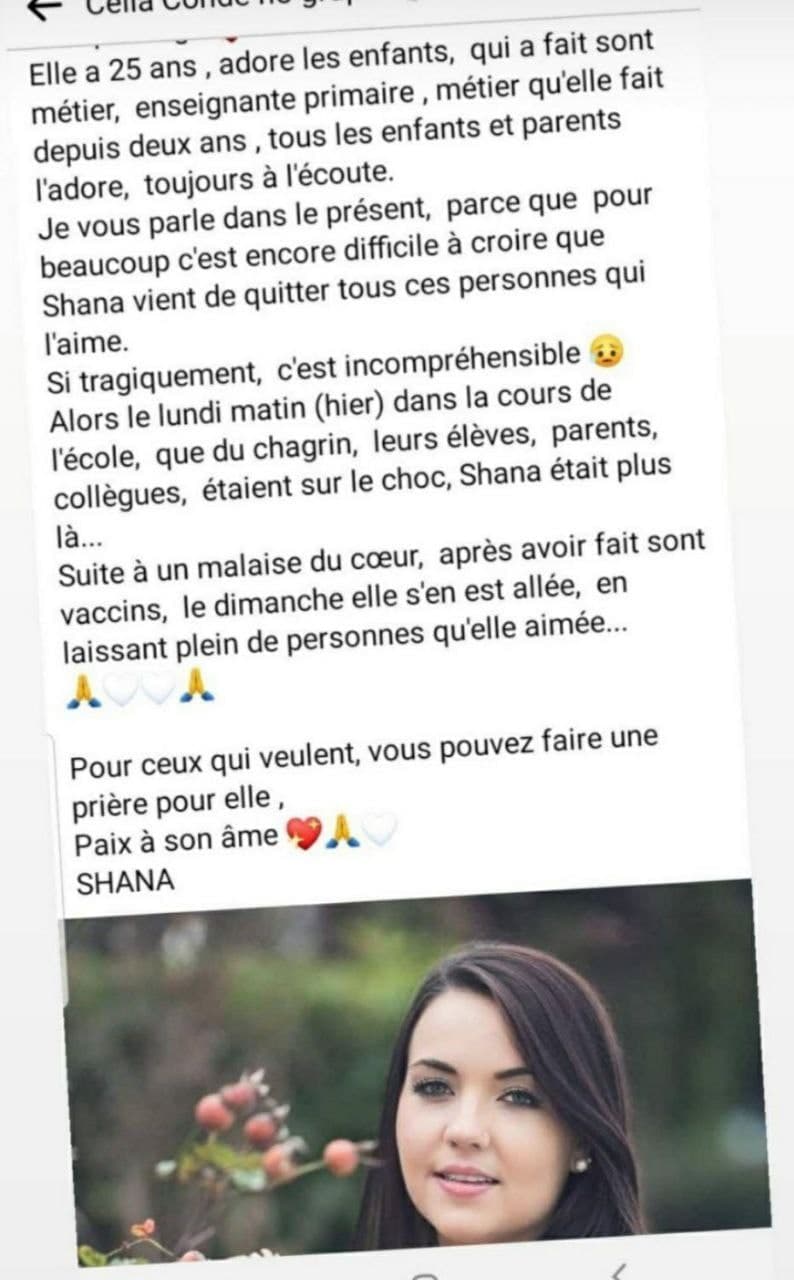 GENimpfmord Kanton
                    Wallis (Schweiz) 6.9.2021: Lehrerin Shana Darbellay
                    25 Jahre alt nach der GENimpfung verstorben