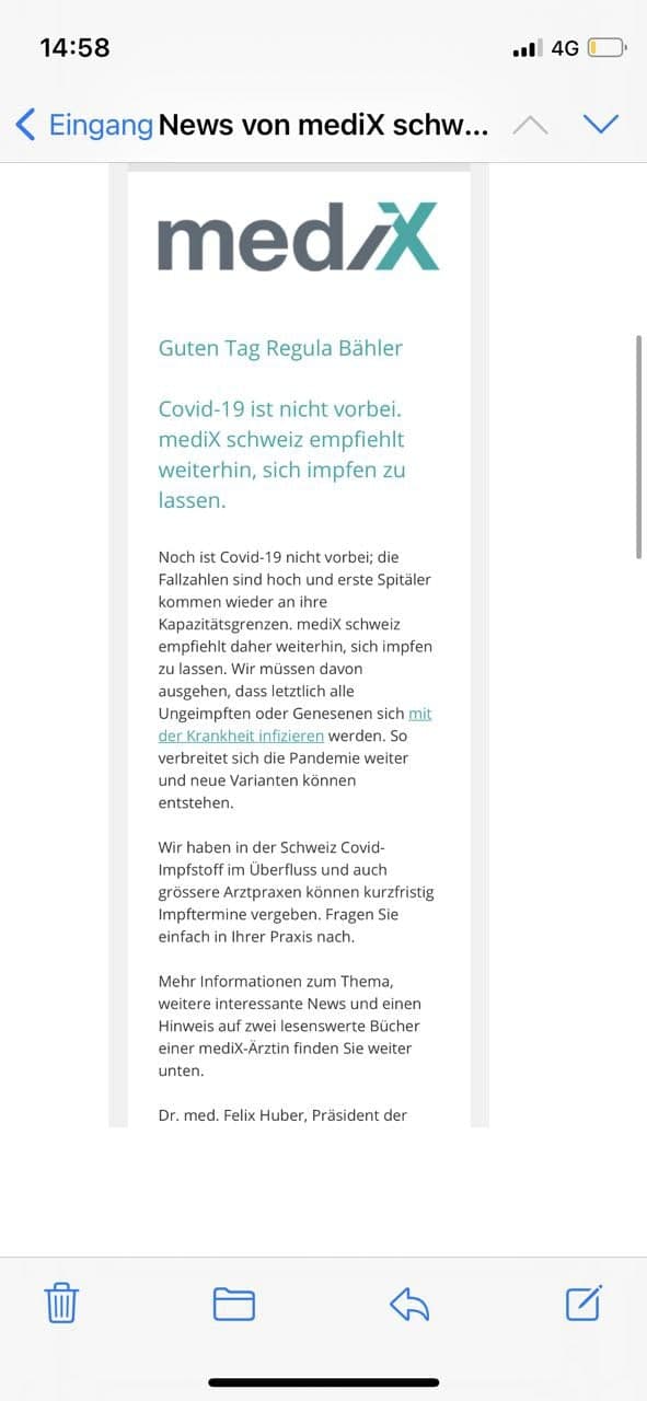 GENimpfwerbung
                    Schweiz 6.9.2021: Medix verschweigt alle
                    Nebenwirkungen