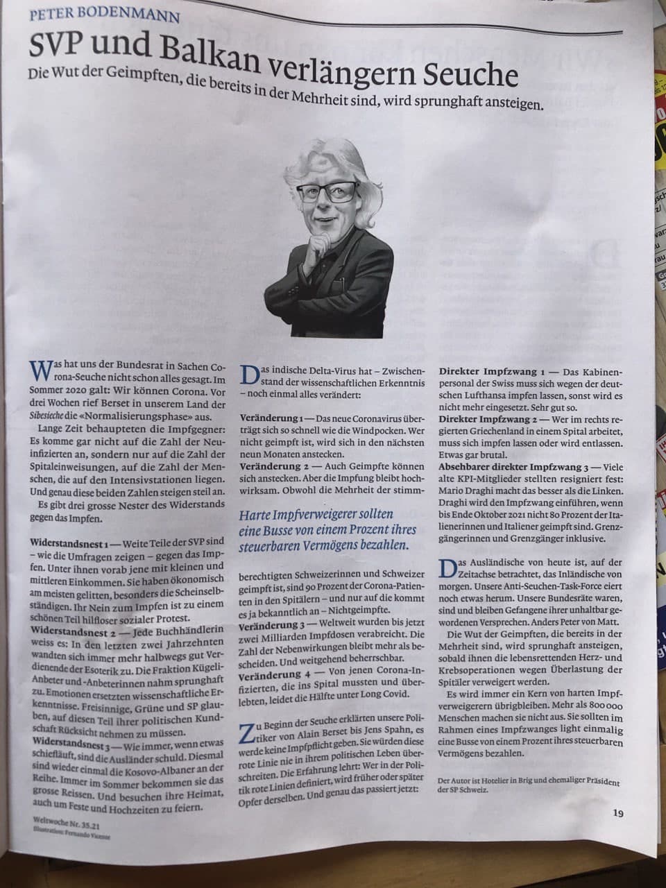 Hetze+Rufmorde gegen SVP und gesunde
                    UNgeimpfte 20.9.2021: Der Dichter heisst Peter
                    Bodenmann