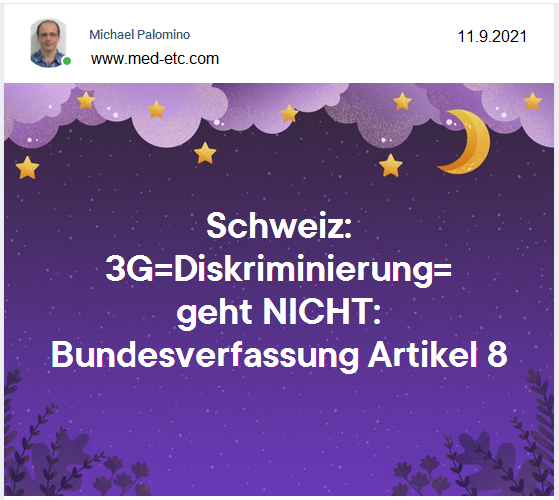 Schweiz: Diskriminierung geht
                                NICHT: Bundesverfassung Artikel 8