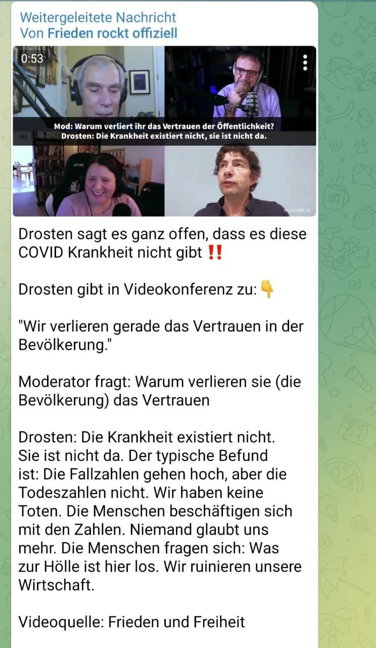 15.9.2021:
                          Drosten gibt zu: F�r eine Pandemie fehlen die
                          Toten - und die Regierung ruiniert die
                          Wirtschaft