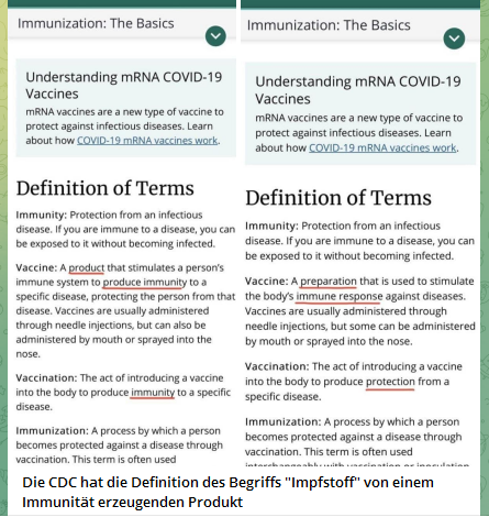 Kriminelle CDC ("USA") 15.9.2021: Neue
                  Definition von "Impfung"