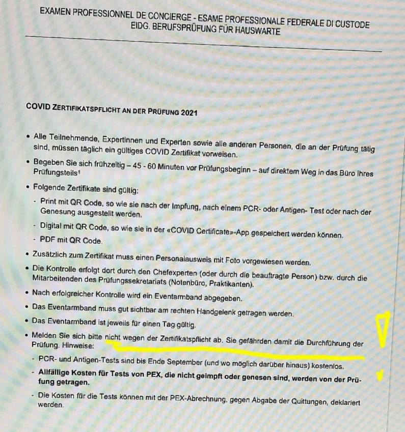 Diskriminierung von Menschen ohne QR-Code in
                      der Fascho-Schweiz 17.9.2021: Die Eidgen�ssische
                      Pr�fung zum Hauswart