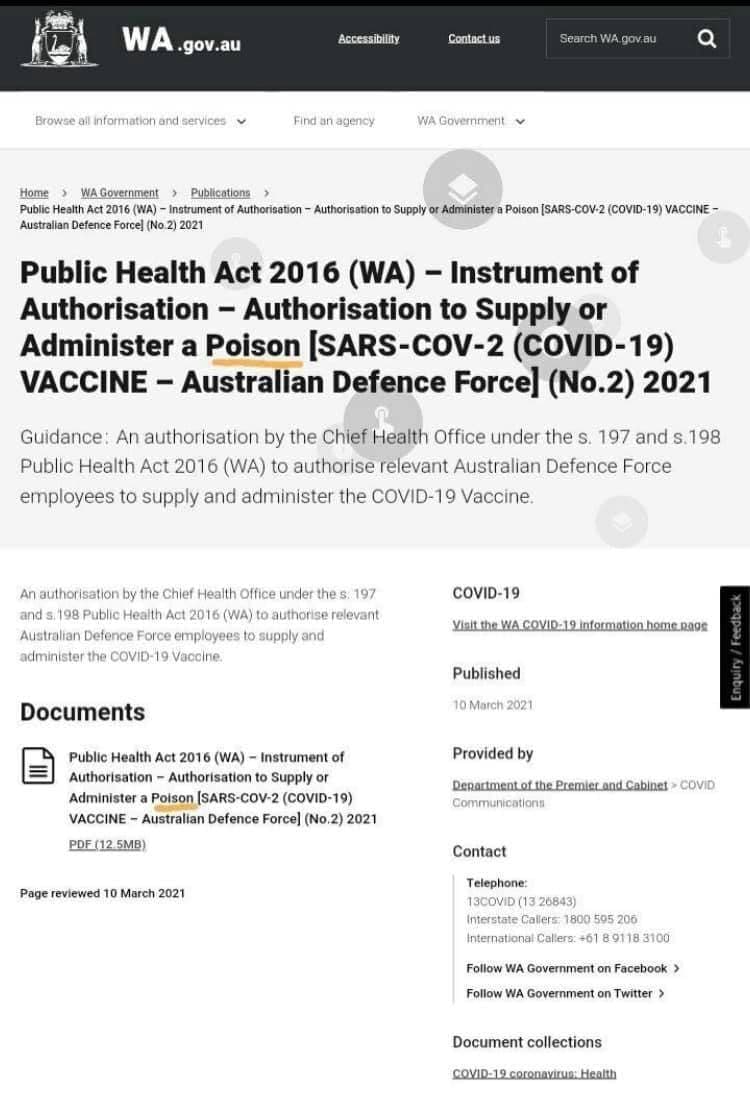 Fascho-Australien 7.10.2021: Dokument beweist:
                    Fascho-Australien hat 2016 im GEsundheitsministerium
                    die Verwaltung der Giftspritze (poison vaccine)
                    erlaubt