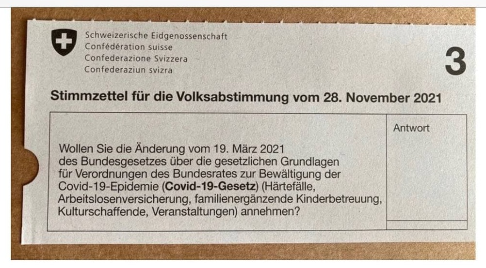 Kriminelles
                    3G-Regime Berset (Schweiz) 29.10.2021: Die Diktatur
                    bis 2031 wird auf dem Stimmzettel nicht erw�hnt