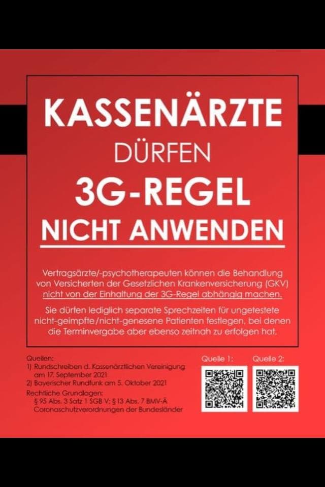 Widerstand
                  gegen 3G-Apartheid im 4R am 30.10.2021: �rzte d�rfen
                  keine 3G-Apartheid gegen PatientInnen anwenden - 2
                  Anweisungen