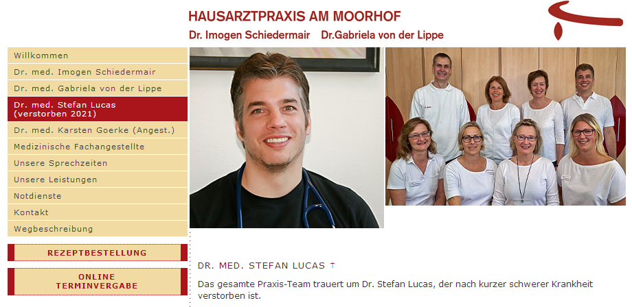 Verdacht GENimpfmord Hamburg (4R)
                  am 31.10.2021: Schon wieder ein Impfarzt weg: Dr.
                  Stefan Lucas (ca.40)