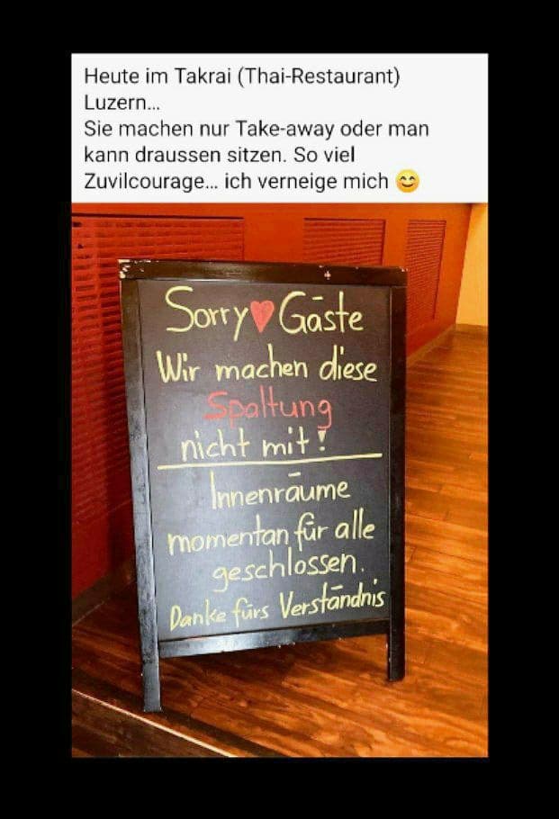 Widerstand Luzern (Schweiz) 12.11.2021:
                      Restaurant Takrai sperrt Innenr�ume: