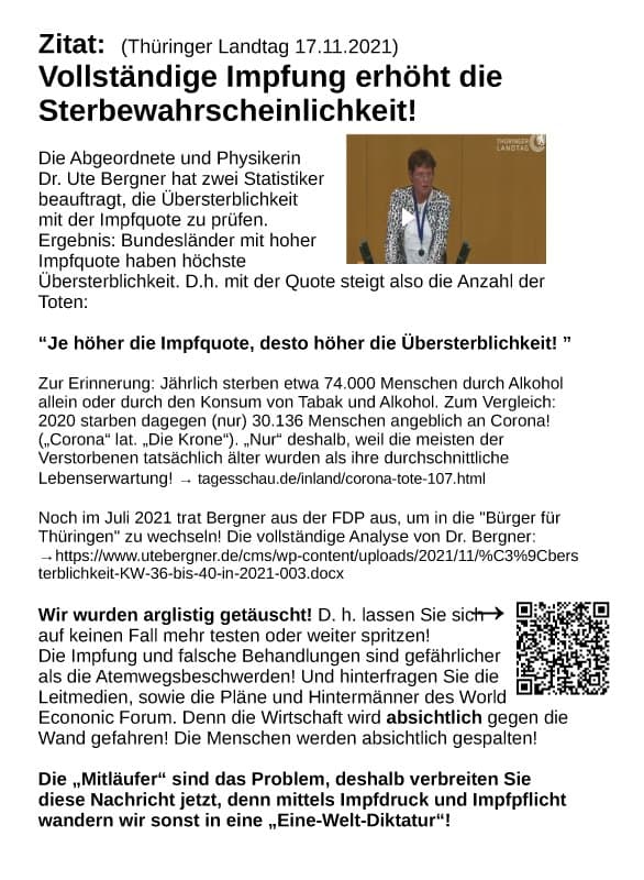 Zahlen GENimpfmorde 24.11.2021: Je
                  mehr GENimpfungen, desto mehr �bersterblichkeit -
                  Studie aus Th�ringen